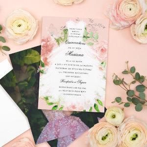 Blush Pink Romantic Garden Dress Quinceañera