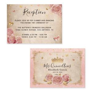 Blush Pink Rose and Gold Elegant  Enclosure Card