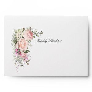 Blush Pink Rose Floral Quinceanera Envelope