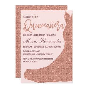 Blush Pink Rose Gold Glitter Dress Quinceañera