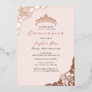 Blush Pink Rose Gold Quinceanera Birthday  Foil