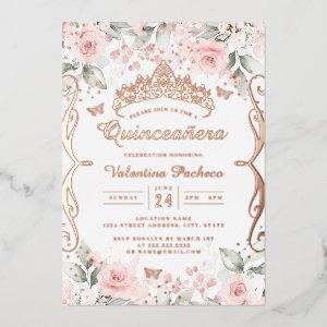 Blush Pink Rose Gold Quinceanera  Foil