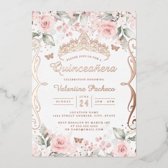 Blush Pink Rose Gold Quinceanera  Foil