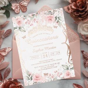 Blush Pink Rose Gold Quinceanera  Foil