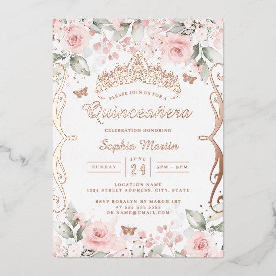 Blush Pink Rose Gold Quinceanera  Foil