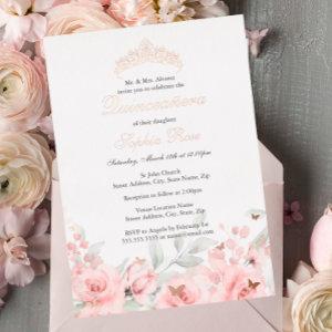 Blush Pink Rose Gold Tiara Quinceanera Foil
