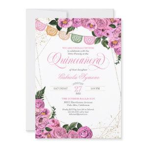 Blush Pink Roses Elegant Floral Fiesta Quinceañera