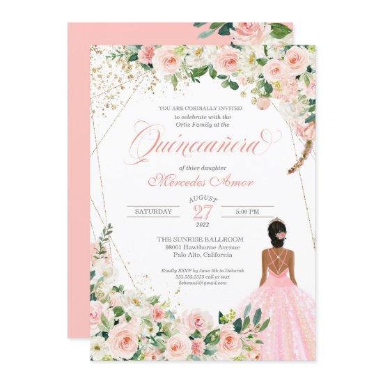 Blush Pink Roses Floral Quinceanera Celebration