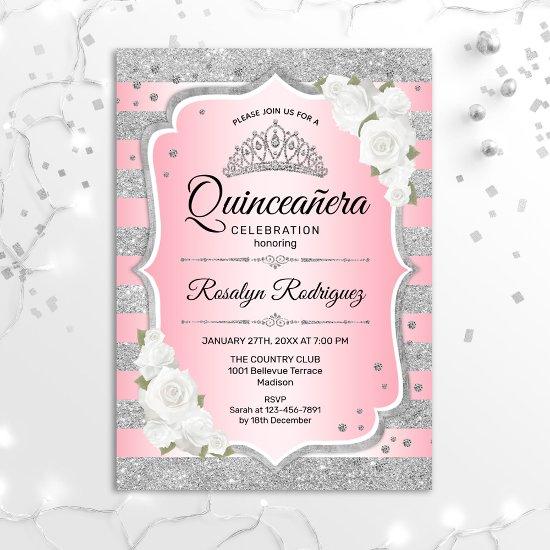 Blush Pink Silver Quinceanera