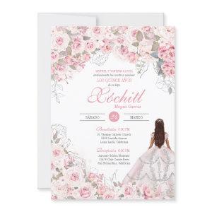 Blush Pink Silver Rose Blossom Elegant Quinceanera