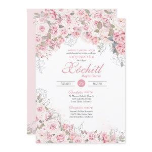 Blush Pink Silver Rose Garden Blossom Quinceanera