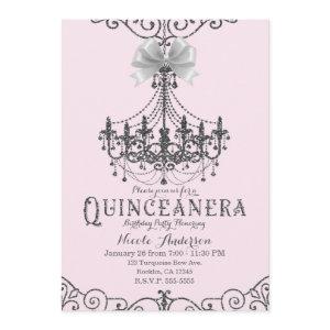Blush Pink Silver White Bow Quinceañera 15 15th