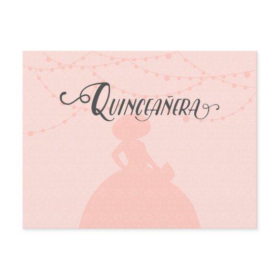 Blush Pink & Steel Charro Silhouette Quinceanera  Postcard