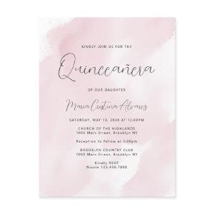 Blush Pink Watercolor 15th Birthday Quinceañera In Postcard