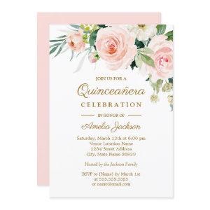 Blush Pink Watercolor Floral Quinceanera