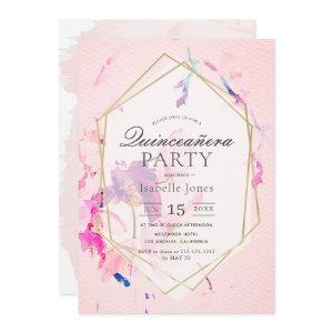 Blush Pink Watercolor Floral Quinceañera