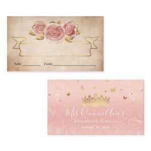 Blush Pink Watercolor Rose Gold Elegant Escort Place Card