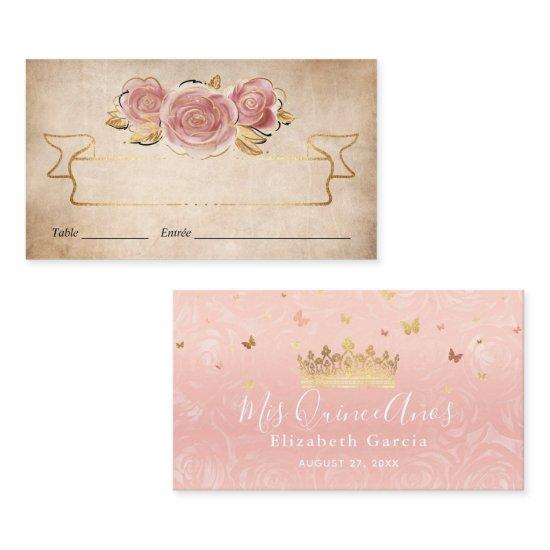 Blush Pink Watercolor Rose Gold Elegant Escort Place Card