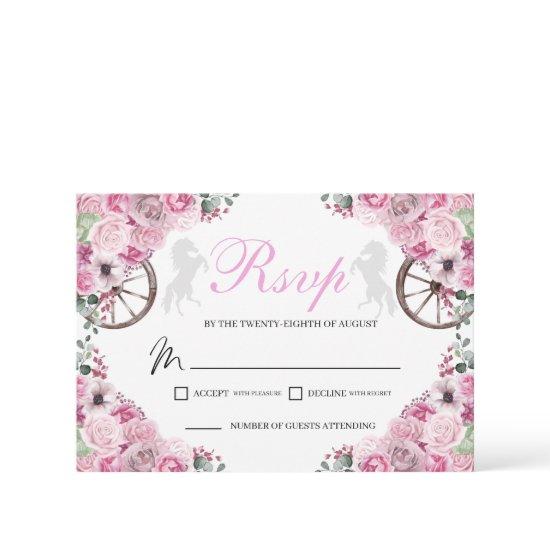 Blush Pink Western Quinceanera RSVP Card