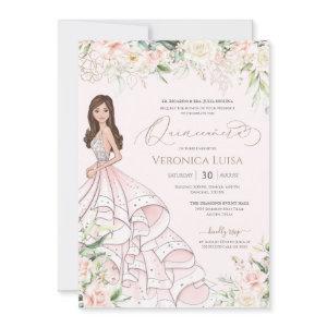 Blush Pink White Roses Luxury Quince Anos Birthday