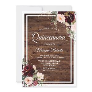 Blush & Red Wine Floral Rustic Quinceanera Party