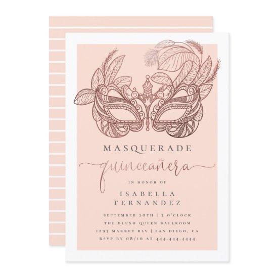 Blush & Rose Gold Masquerade Quinceañera Birthday