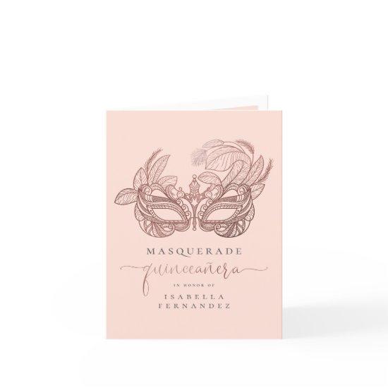 Blush & Rose Gold Photo Masquerade Quinceañera