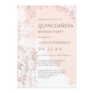 Blush Rose Gold Splatter Brushstroke Quinceañera
