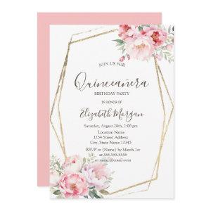 Blush Roses Gold Frame Quinceañera
