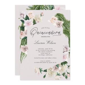 blush roses tropical floral Quinceanera