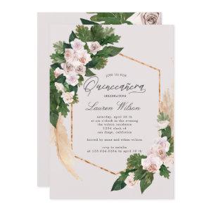 blush roses tropical floral Quinceanera