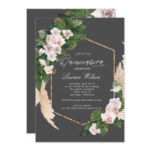 blush roses tropical floral Quinceanera