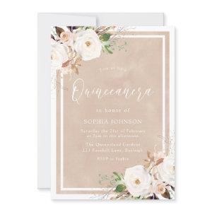 Blush Watercolor White Flowers Quinceanera