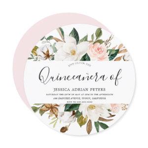 Blush & White Beautiful Flowers Quinceanera