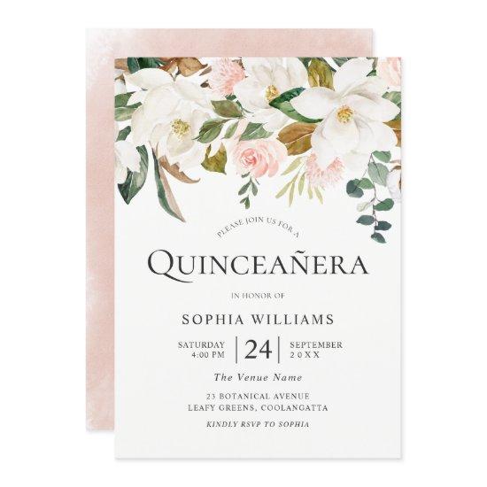 Blush & White Florals Beautiful Quinceañera Party