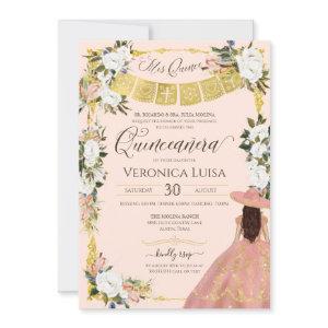 Blush White Gold Charro Floral Dress Quinceanera I