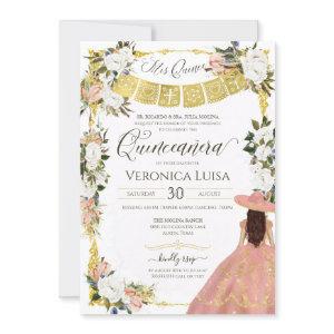 Blush White Gold Charro Floral Dress Quinceanera I