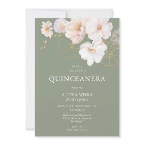 Blush Wildflowers Elegant Sage Quinceanera