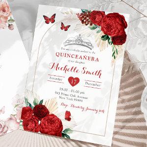 Bohemian Arch Red Roses Royal Quinceañera