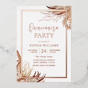 Bohemian Boho Quinceanera Party Rose Gold Foil