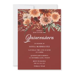Bohemian Fall Summer Floral Terracotta Quinceanera