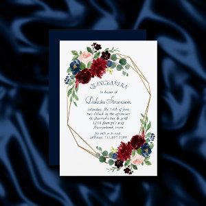 Boho Blooms | Rustic Navy and Burgundy Quinceanera