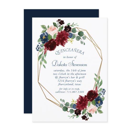 Boho Blooms | Rustic Navy and Burgundy Quinceanera