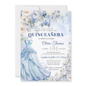 Boho Blue Dress & tiara hydrangea and white roses