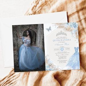 Boho Blue Silver Quinceañera 15th Birthday Photo