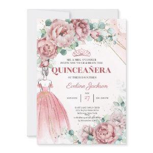 Boho blush floral gold Princess Dress Quinceanera
