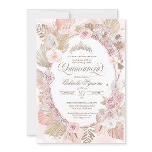 Boho Blush Pink & Dried Floral Roses Quinceanera