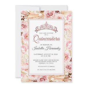 Boho Blush Pink Floral Quinceanera