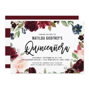 Boho Burgundy Autumn Floral Wreath Quinceañera
