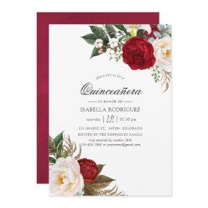 Boho Burgundy - Marsala Floral Quinceañera